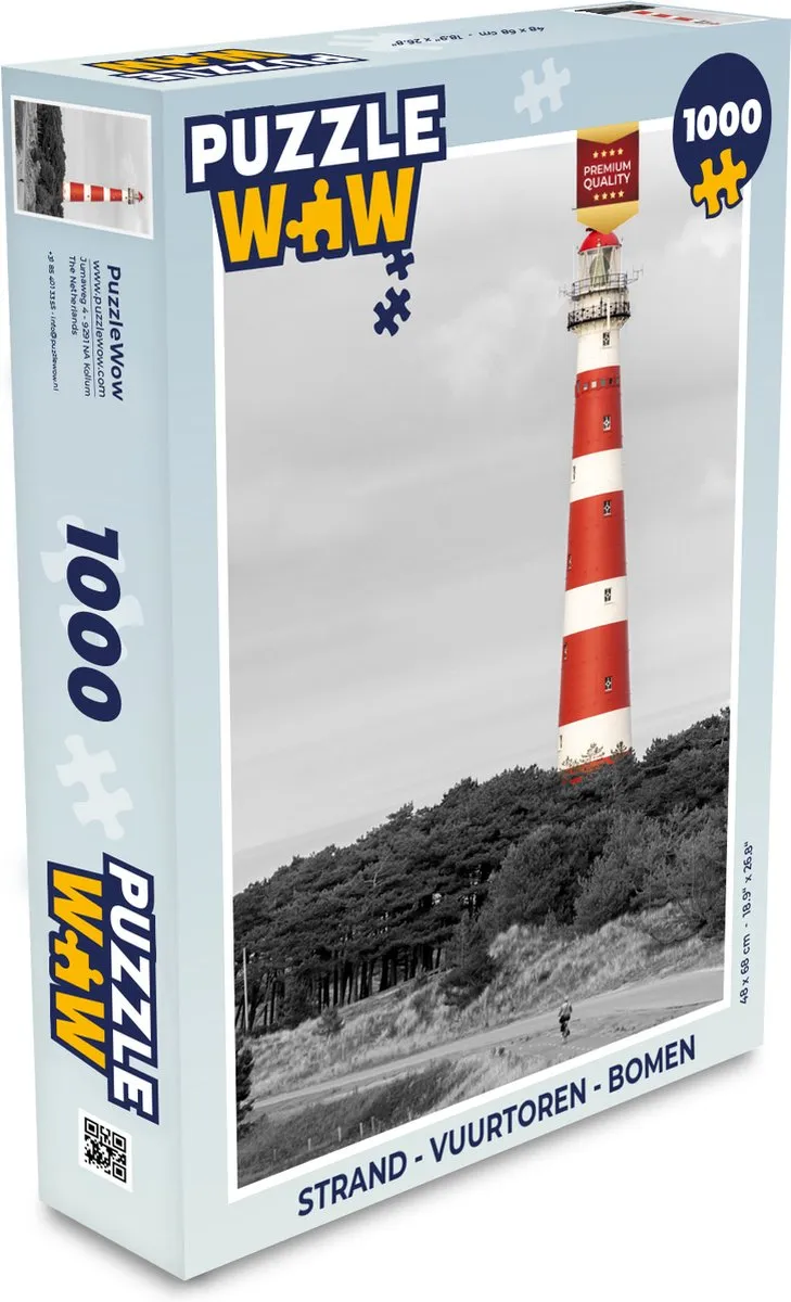 PuzzleWow Strand Vuurtoren Bomen Legpuzzel 1000 Stuks - Multicolor