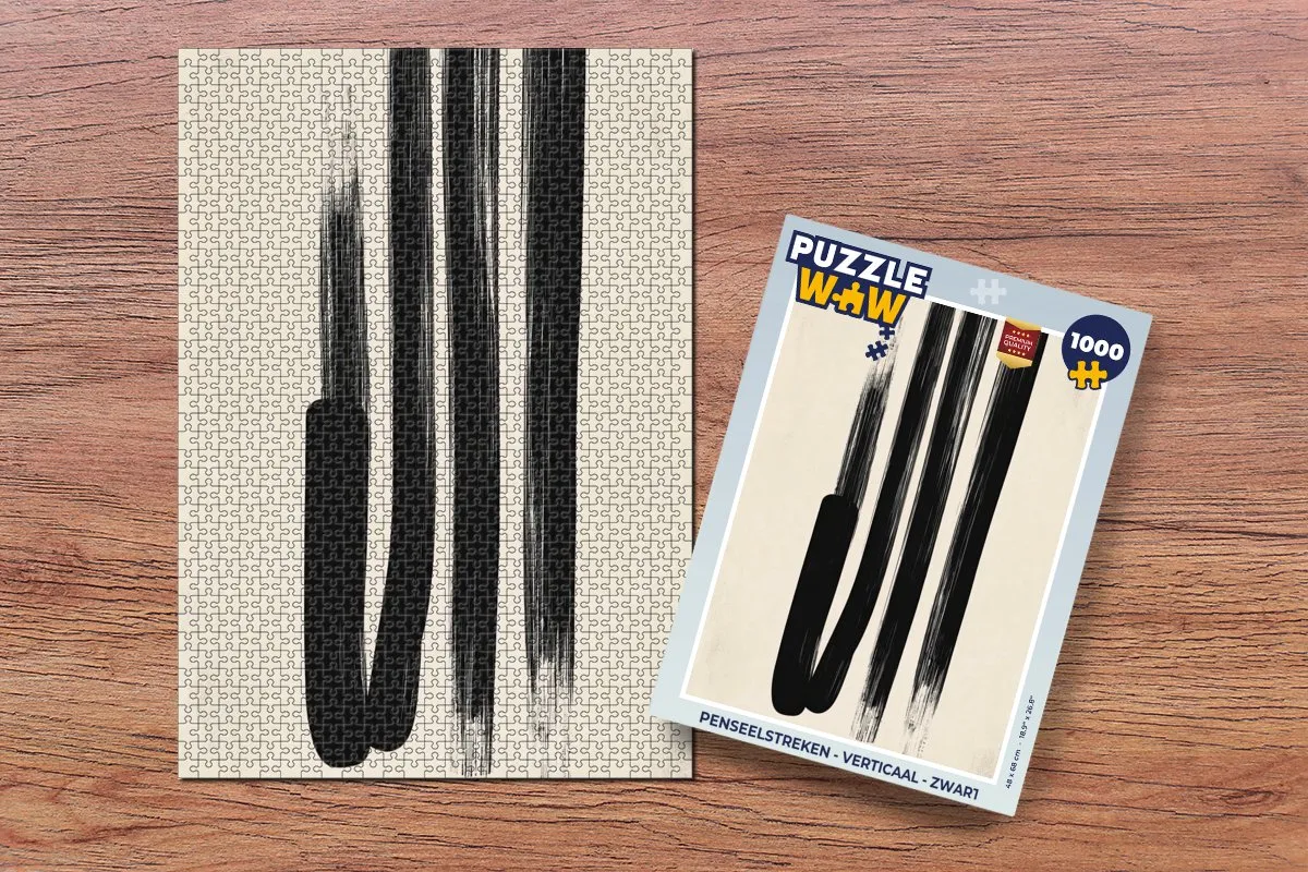 PuzzleWow Penseelstreken Verticaal 1000 Stuks - Zwart