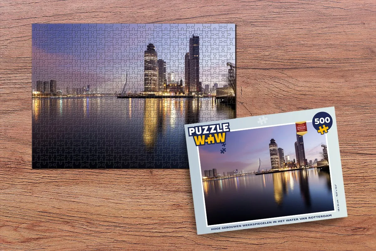 PuzzleWow Rotterdam Water Wolkenkrabber Legpuzzel 500 Stuks - Multicolor