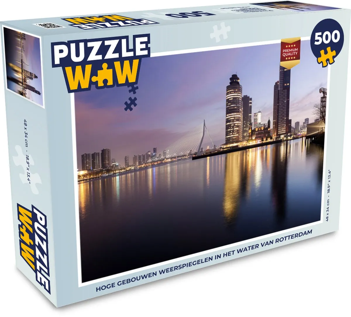 PuzzleWow Rotterdam Water Wolkenkrabber Legpuzzel 500 Stuks - Multicolor