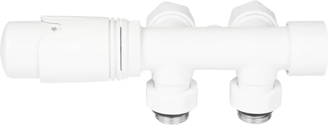 Saqu Miha Radiatorkraan Middenaansluiting Haaks Mat Wit - afbeelding 2 van 6