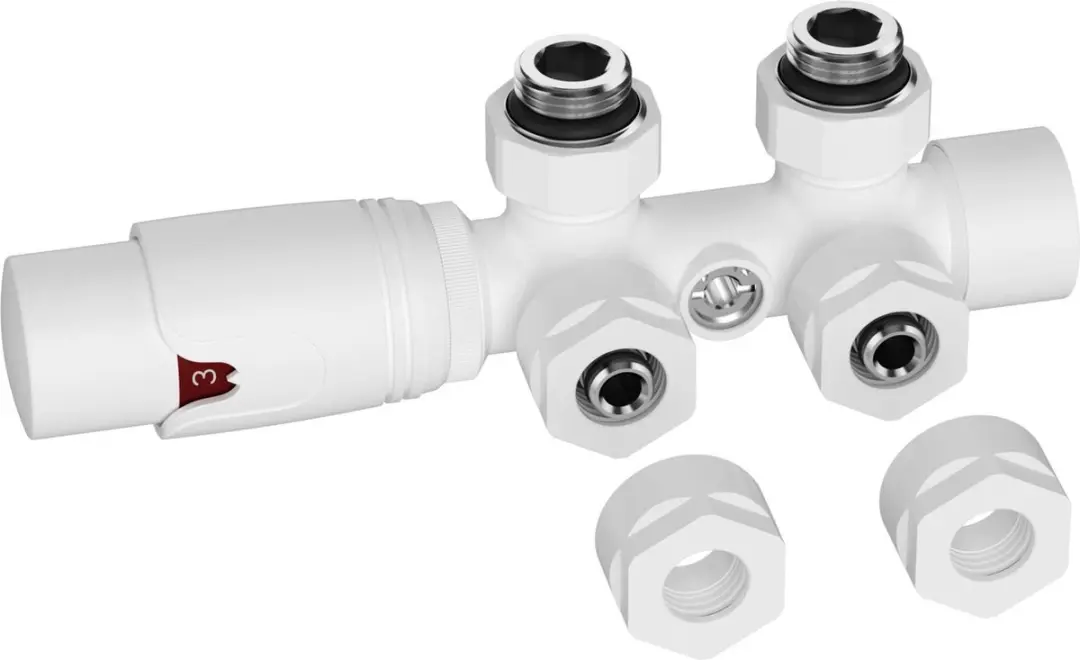 Saqu Miha Radiatorkraan Middenaansluiting Haaks Mat Wit - afbeelding 6 van 6