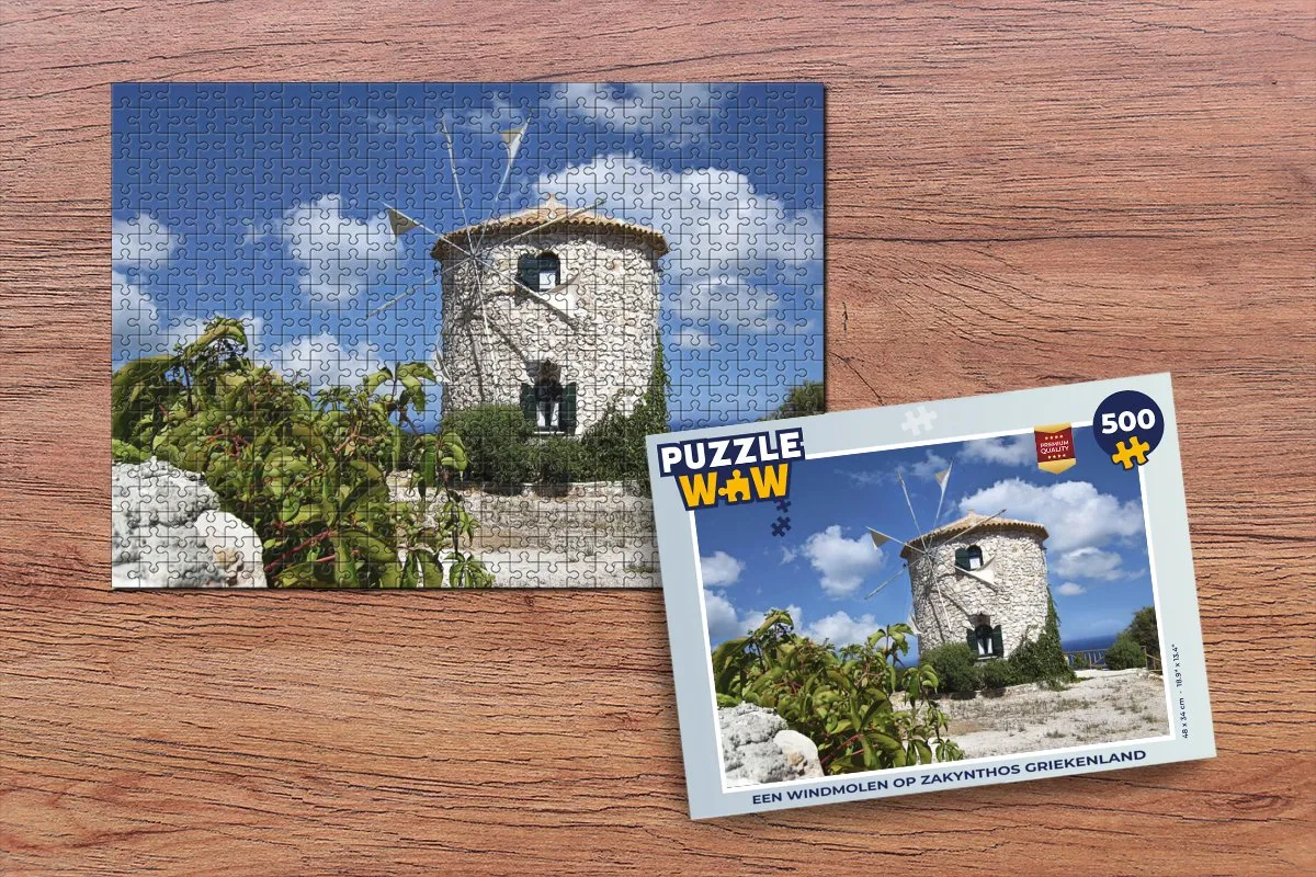 PuzzleWow Zakynthos Windmolen Legpuzzel 500 Stuks - Multicolor