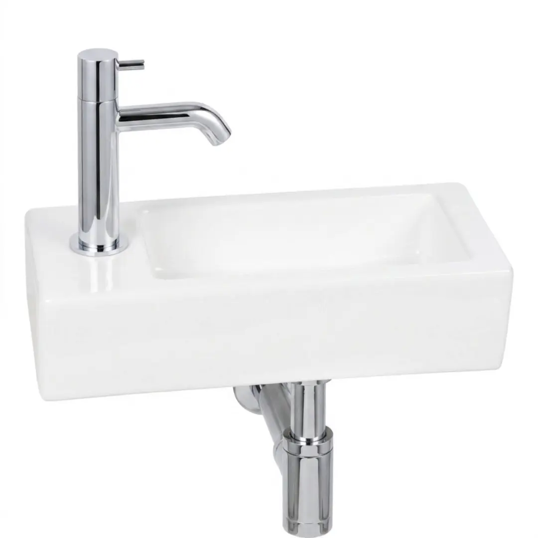 Saqu Trento Fonteinset - Wit met chromen kraan links