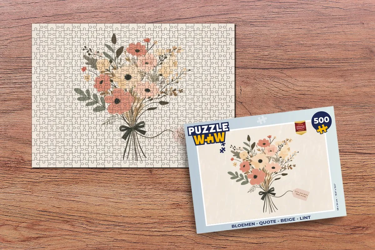PuzzleWow Bloemen Quote Legpuzzel 500 Stuks - Beige