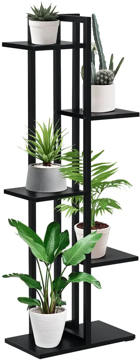 Outsunny bloemenstandaard van MDF, 40x22x113 cm, zwart.