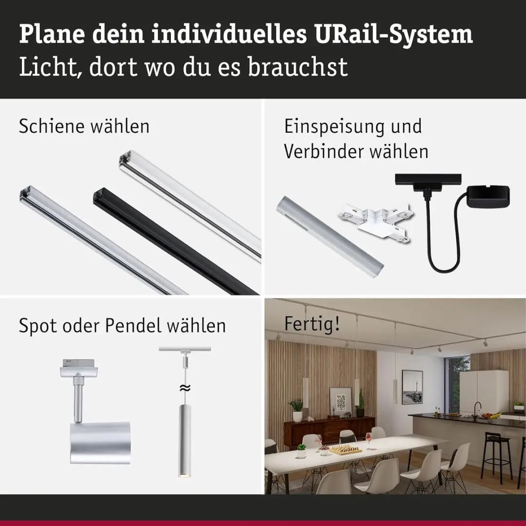 Paulmann URail Dim- en switchverbinder 95673 - Chroom mat - afbeelding 2 van 6