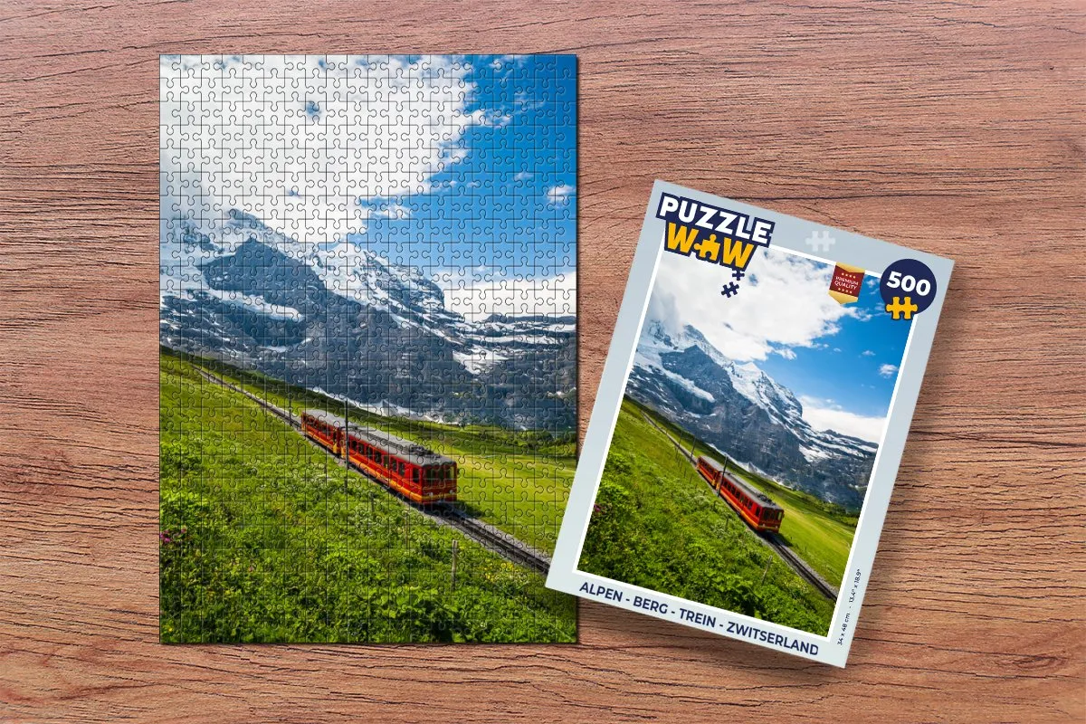 PuzzleWow Alpen Berg Trein Zwitserland Legpuzzel 500 Stuks - Multicolor