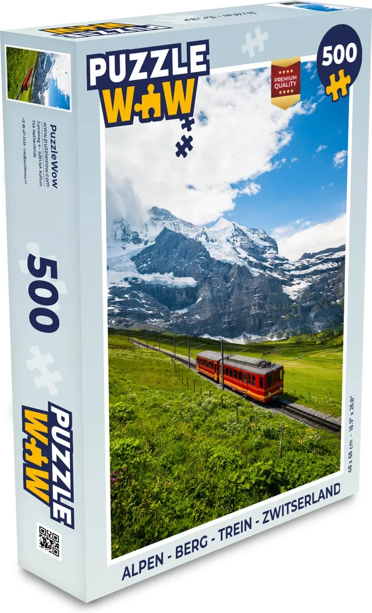 PuzzleWow Alpen Berg Trein Zwitserland Legpuzzel 500 Stuks - Multicolor