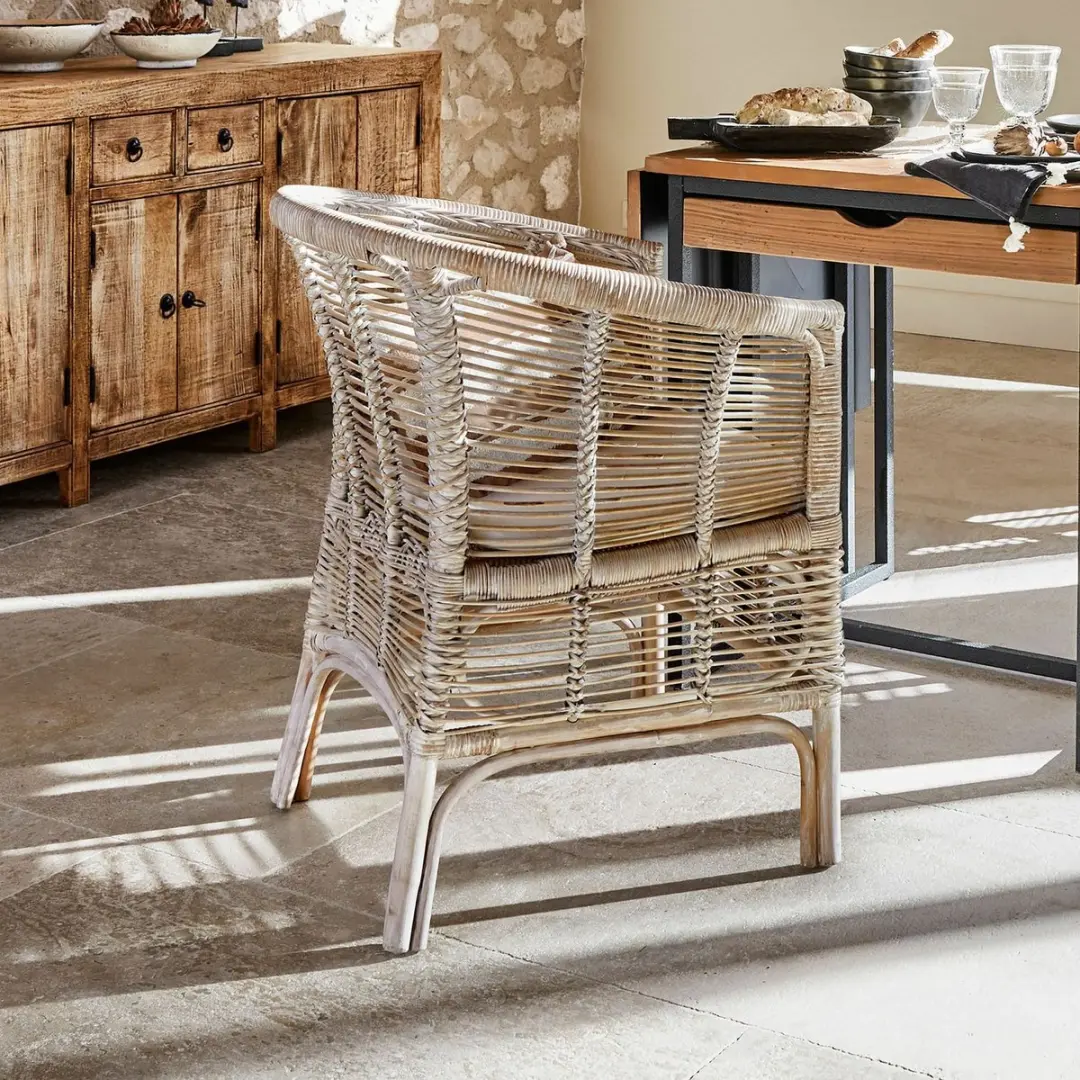 Loberon Saulnes Stoel - Beige/Wit - afbeelding 5 van 6