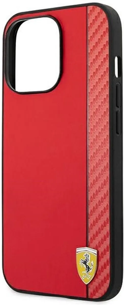 Ferrari Smooth Carbon iPhone 14 Pro Hoes - Rood - afbeelding 6 van 6