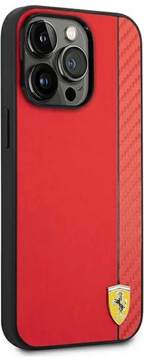 Ferrari Smooth Carbon iPhone 14 Pro Hoes - Rood