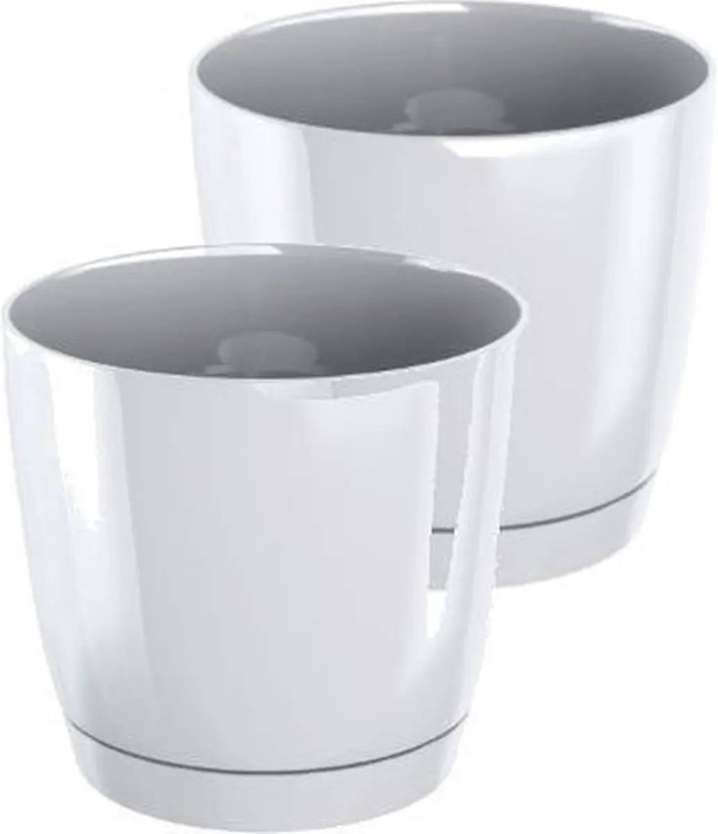 Bloempot Rond Duop 14cm WIT Prosperplast / 2 STUKS ! /