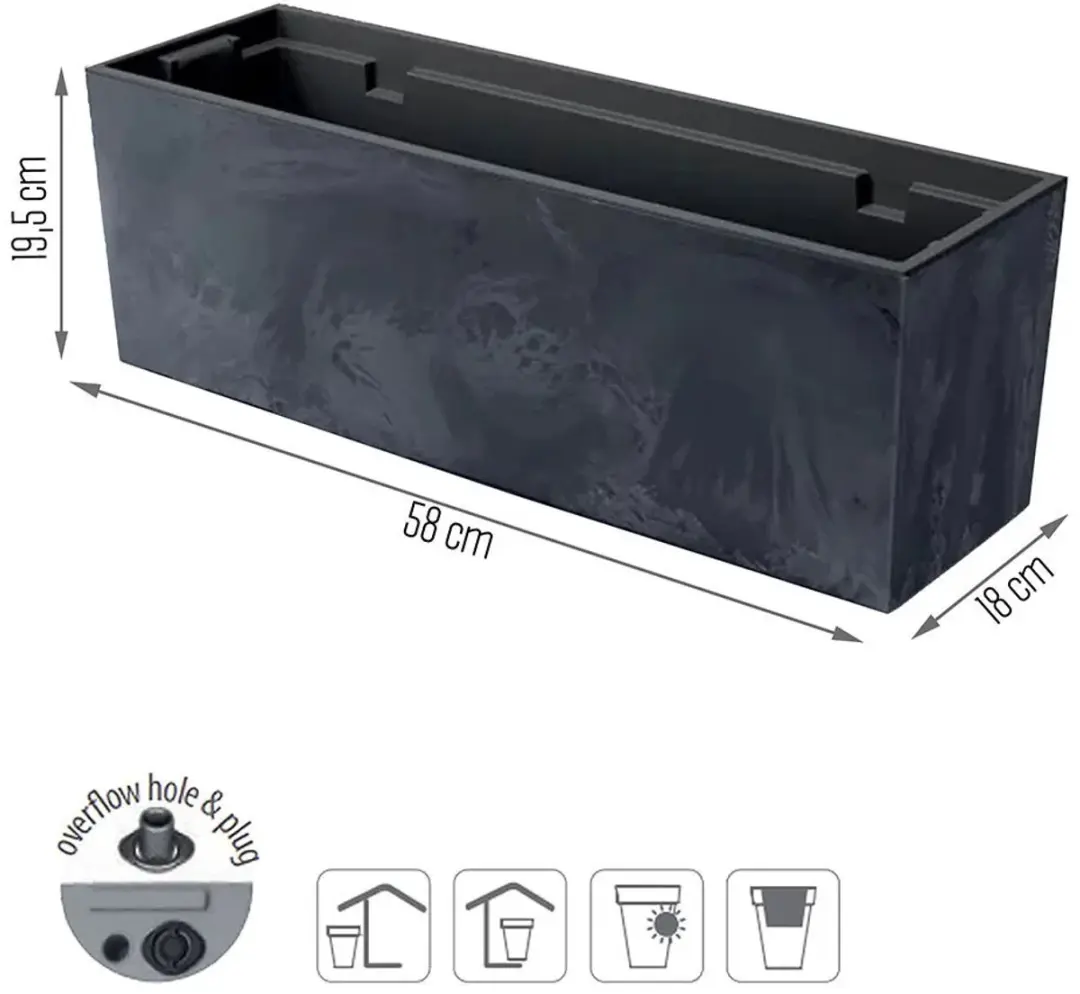 Prosperplast Urbi Case Bloempot 58cm Antraciet - afbeelding 3 van 5