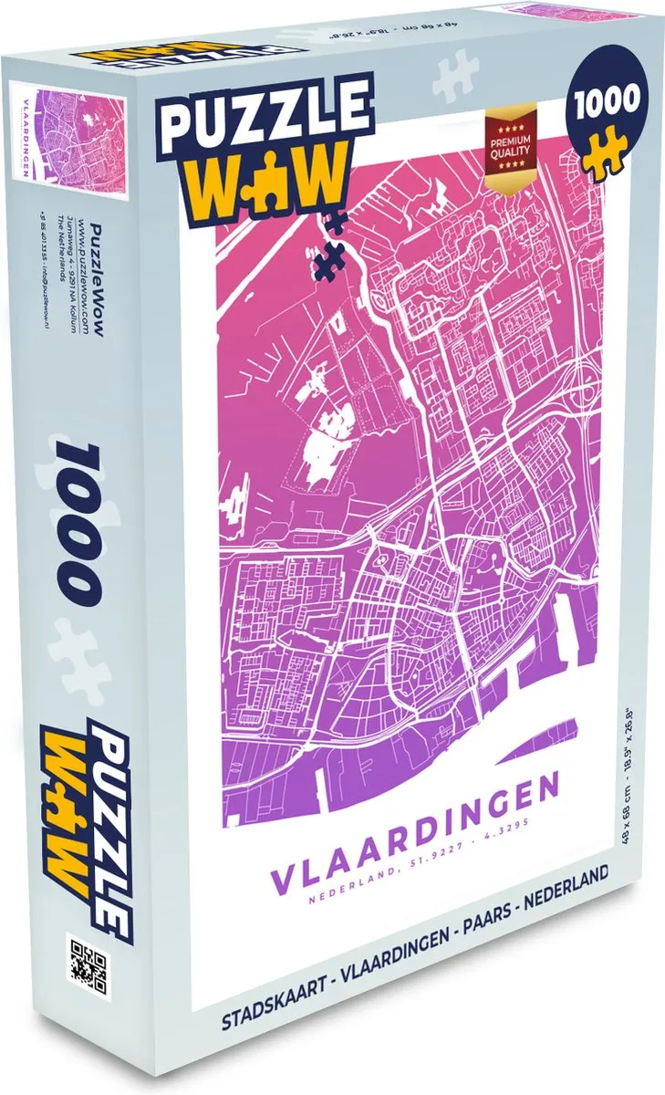PuzzleWow Stadskaart Vlaardingen Legpuzzel 1000 Stuks