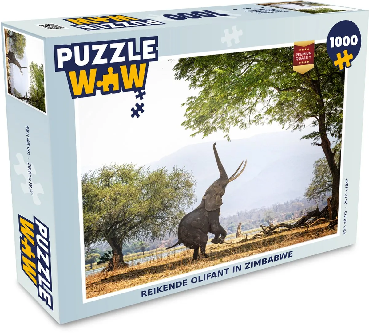 PuzzleWow Reikende Olifant Zimbabwe Legpuzzel 1000 Stuks