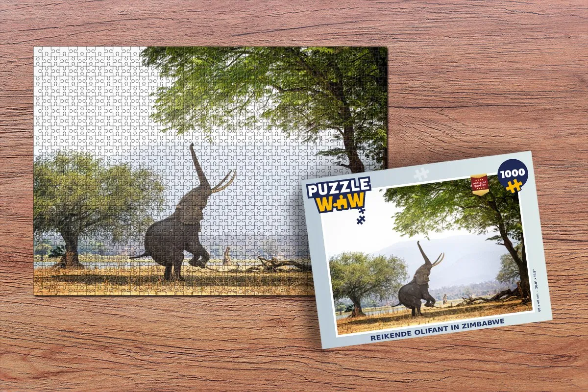 PuzzleWow Reikende Olifant Zimbabwe Legpuzzel 1000 Stuks - Multicolor