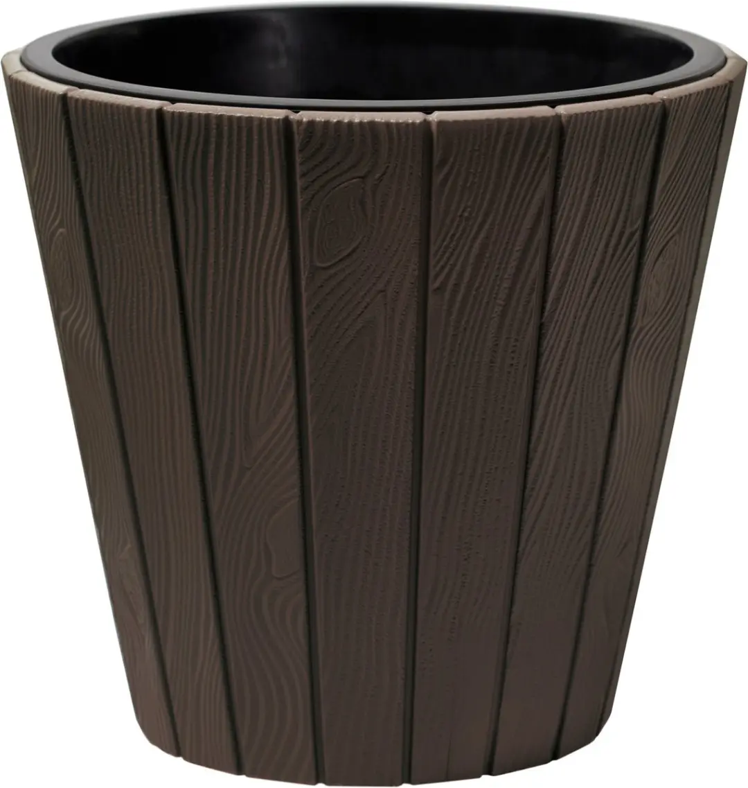 Prosperplast Plantenpot/bloempot Wood Style - buiten/binnen - kunststof - donkerbruin - D40 x H37 cm