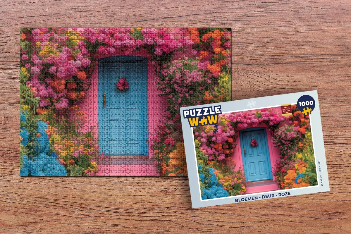 PuzzleWow Bloemen Deur Roze Legpuzzel 1000 Stuks