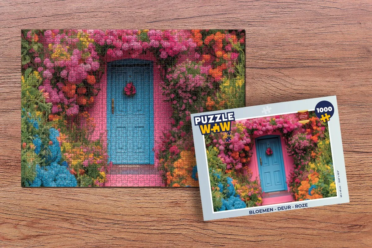 PuzzleWow Bloemen Deur Roze Legpuzzel 1000 Stuks