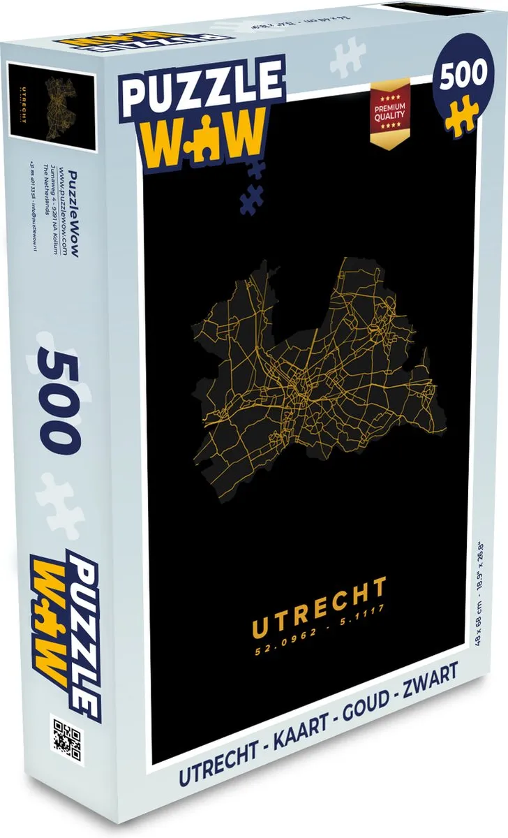PuzzleWow Utrecht Legpuzzel 500 Stuks - Goud/Zwart