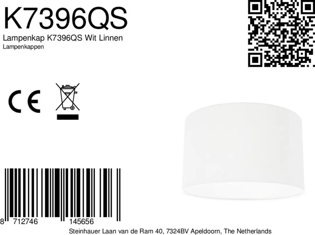 Steinhauer Witte Textiele Lampenkap Ø30cm - afbeelding 5 van 6
