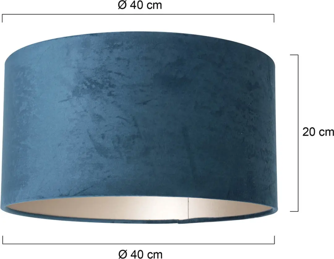Steinhauer Blauwe Velours Lampenkap ⌀40cm E27 - afbeelding 4 van 6