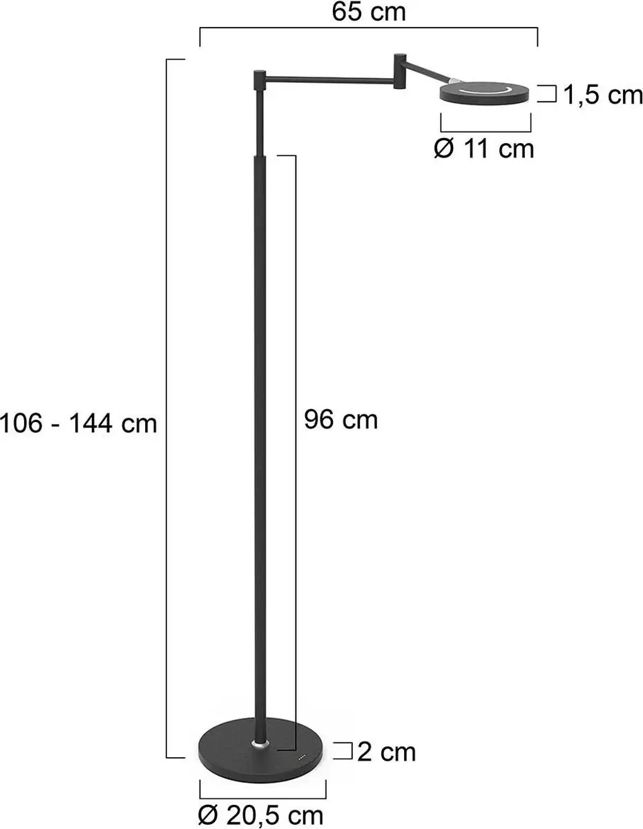Steinhauer Soleil LED Vloerlamp 7W - Zwart - afbeelding 5 van 6