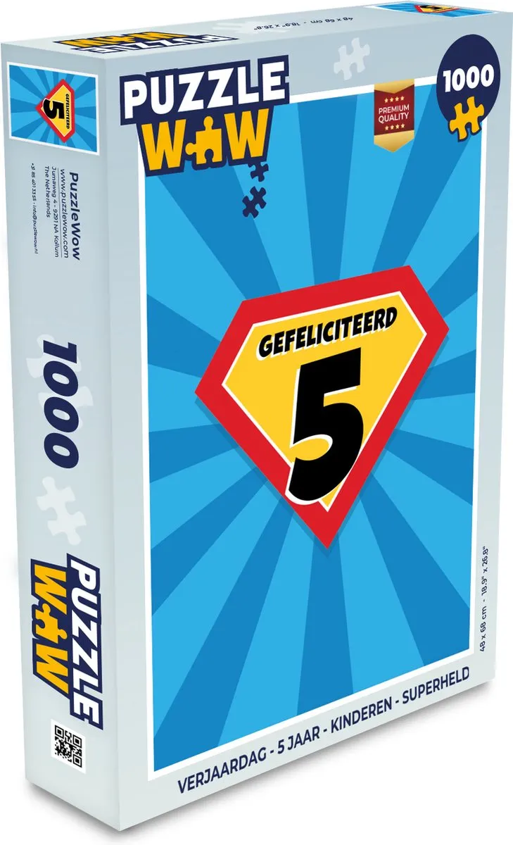 PuzzleWow Verjaardag Superheld Legpuzzel 1000 Stuks