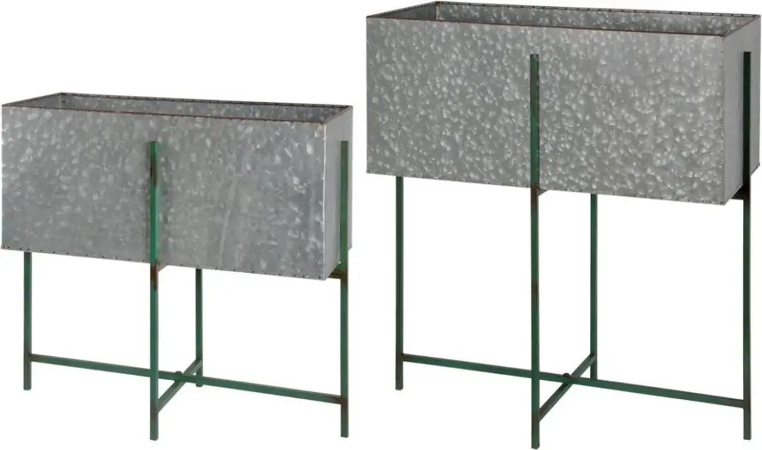 Esschert Design Plantenbakken 62/47 Cm Staal Zilver 2 Stuks