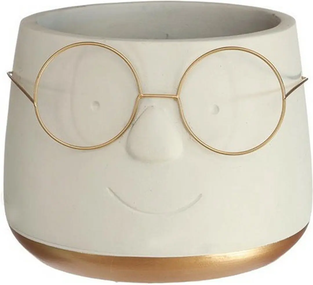 Ideas4seasons Bloempot/plantenpot gezicht met brilletje
