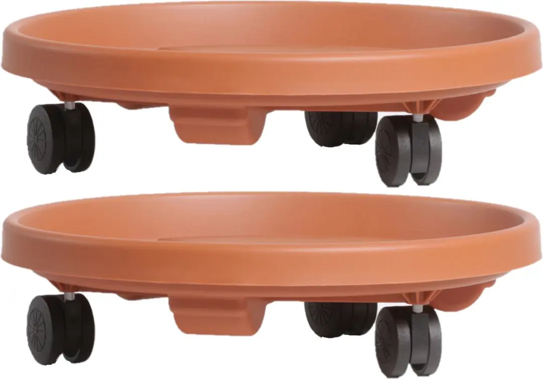 3x stuks plantenonderzetters/multirollers rond bruin kunststof 30 cm