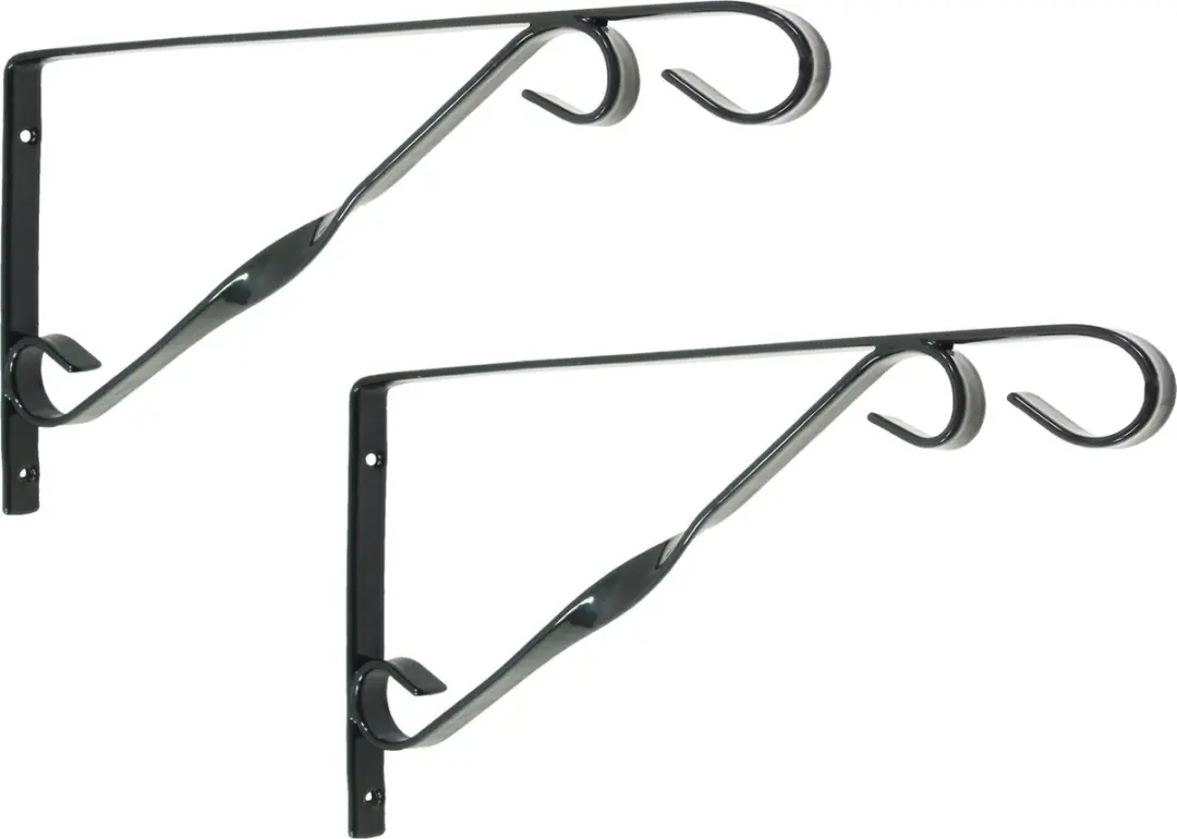 Nature Muurhaken - 2x - groen - 21.5 x 40 cm - geplastificeerd verzinkt staal - hanging basket haak
