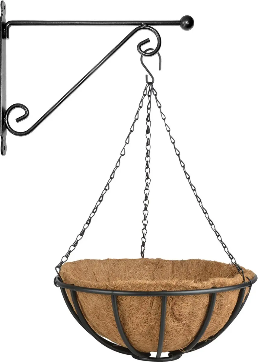Hanging basket 35 cm met metalen muurhaak en kokos inlegvel