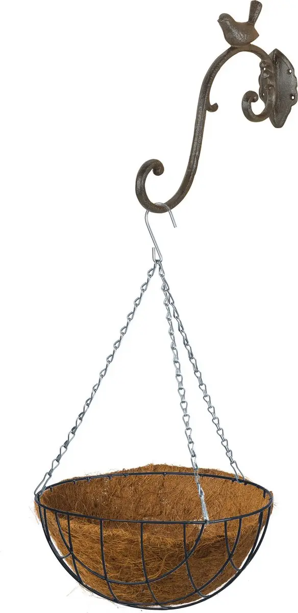 Hanging basket 30 cm met ijzeren muurhaak en kokos inlegvel