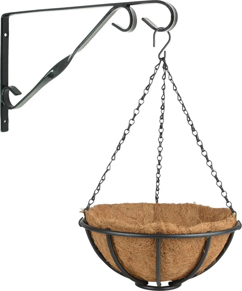 Hanging baskets 30 cm met muurhaak - Complete hangmand set van metaal - afbeelding 2 van 2