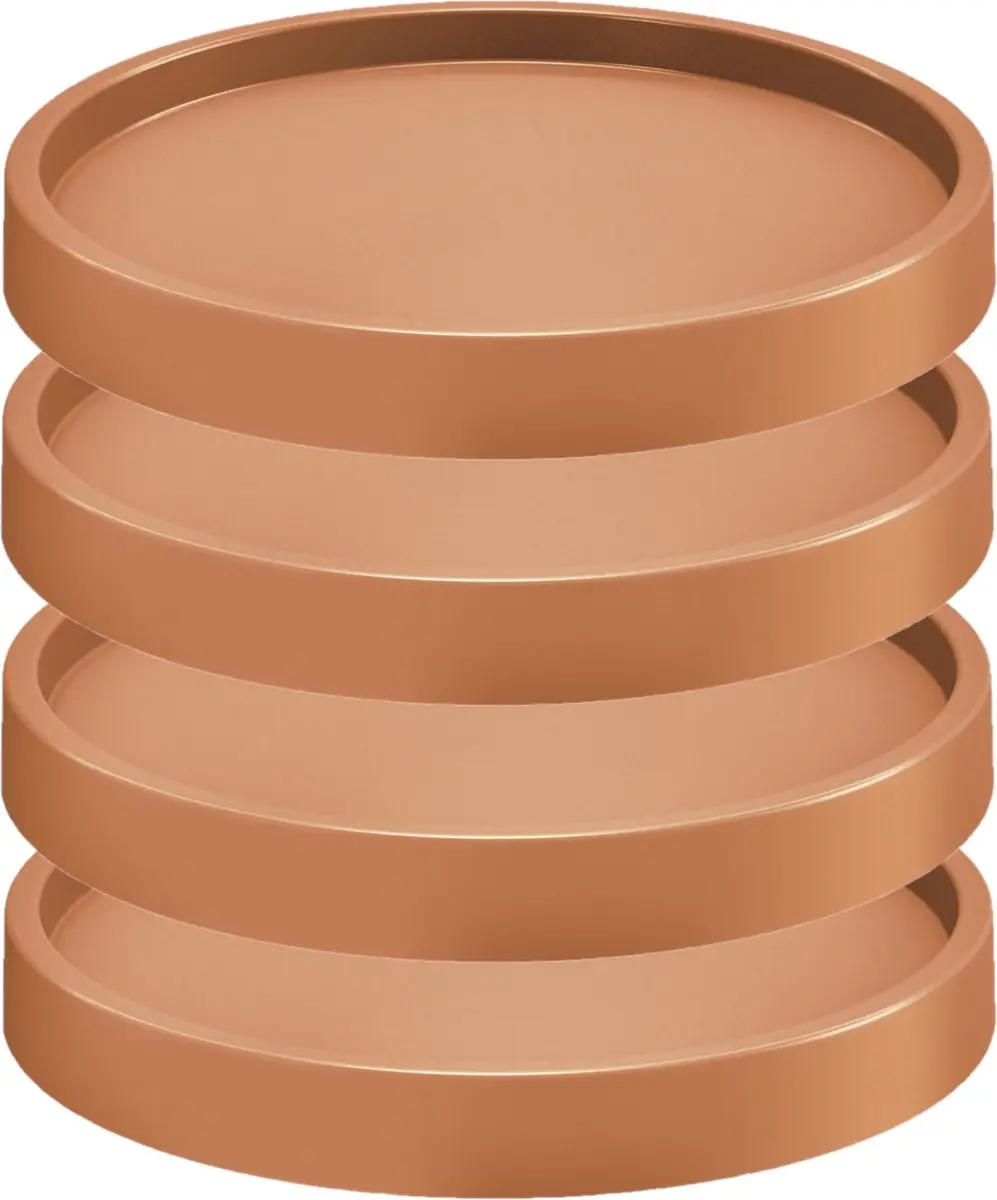 4x stuks plantenonderzetter/multiroller rond terracotta kunststof 45 cm - Trolleys voor kamerplanten