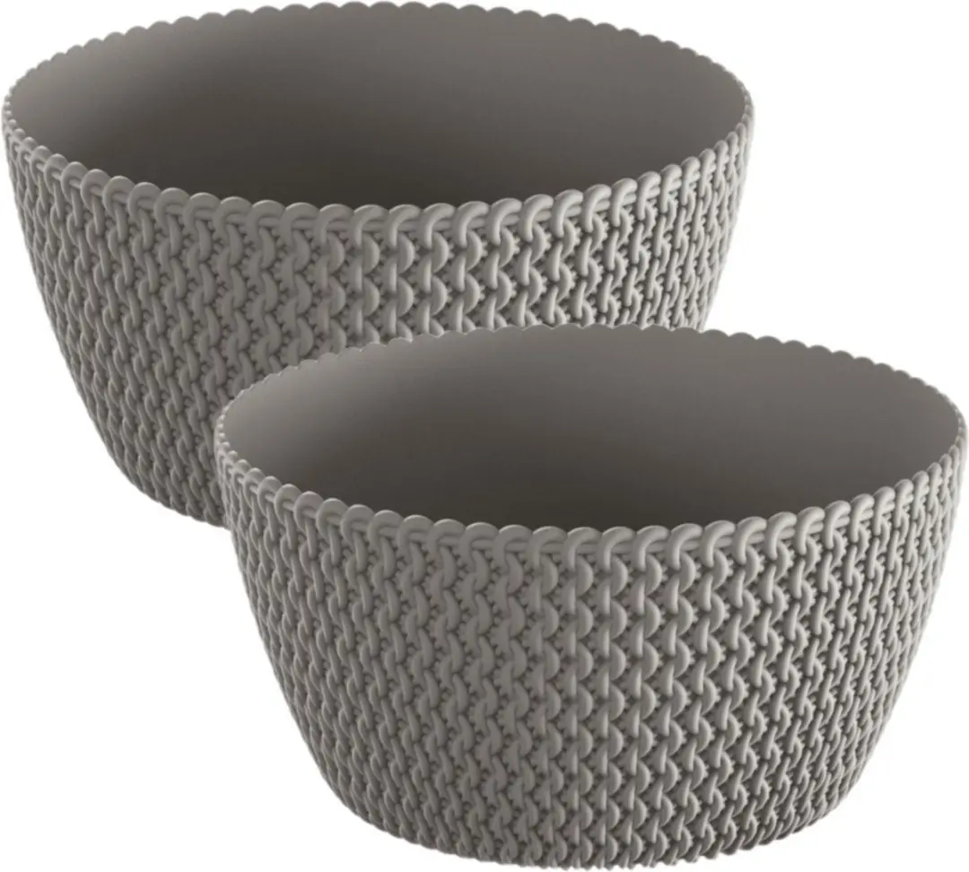 2x stuks tafelstuk plantenpot/bloempot kunststof dia 24 cm en hoogte 12 cm in he