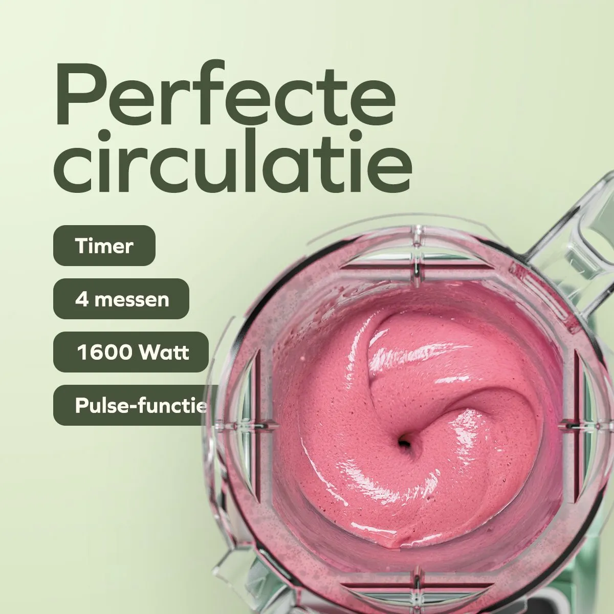 KitchenBrothers Power Blender 1600W - 2L - Groen