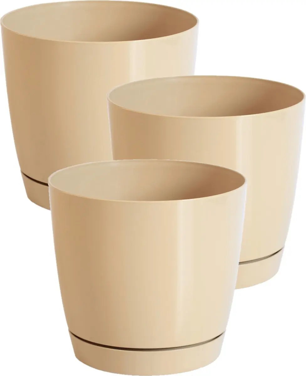 Set van 3x stuks plantenpotten/bloempotten kunststof rond glanzend mat goud dia