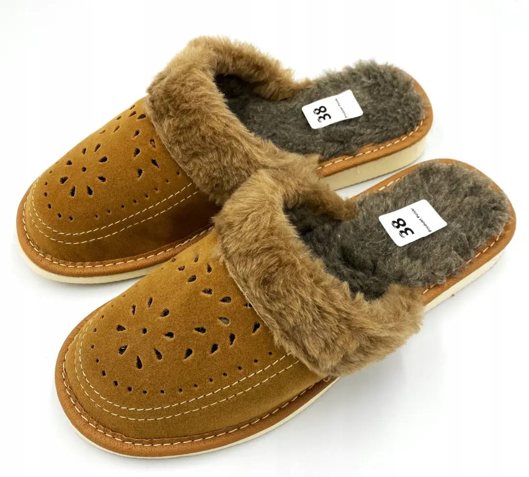 Dames pantoffels MAXIMUS, maat 40, warm gevoerd, bruin, wol