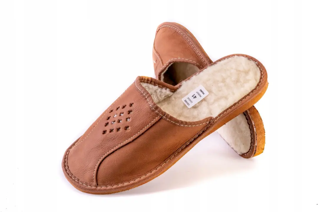 Warme Heren Pantoffels Leer & Wol