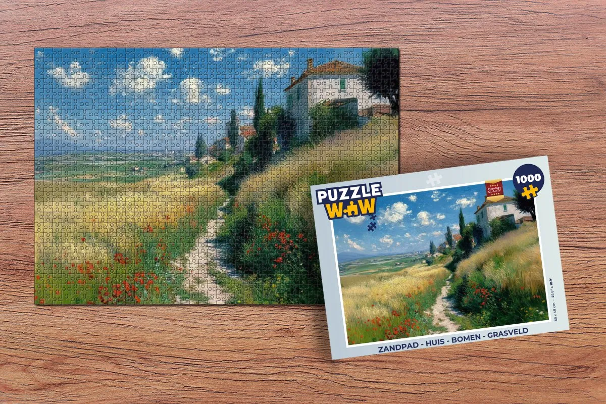 PuzzleWow Legpuzzel 1000 Stuks - Zandpad met Huis en Bomen