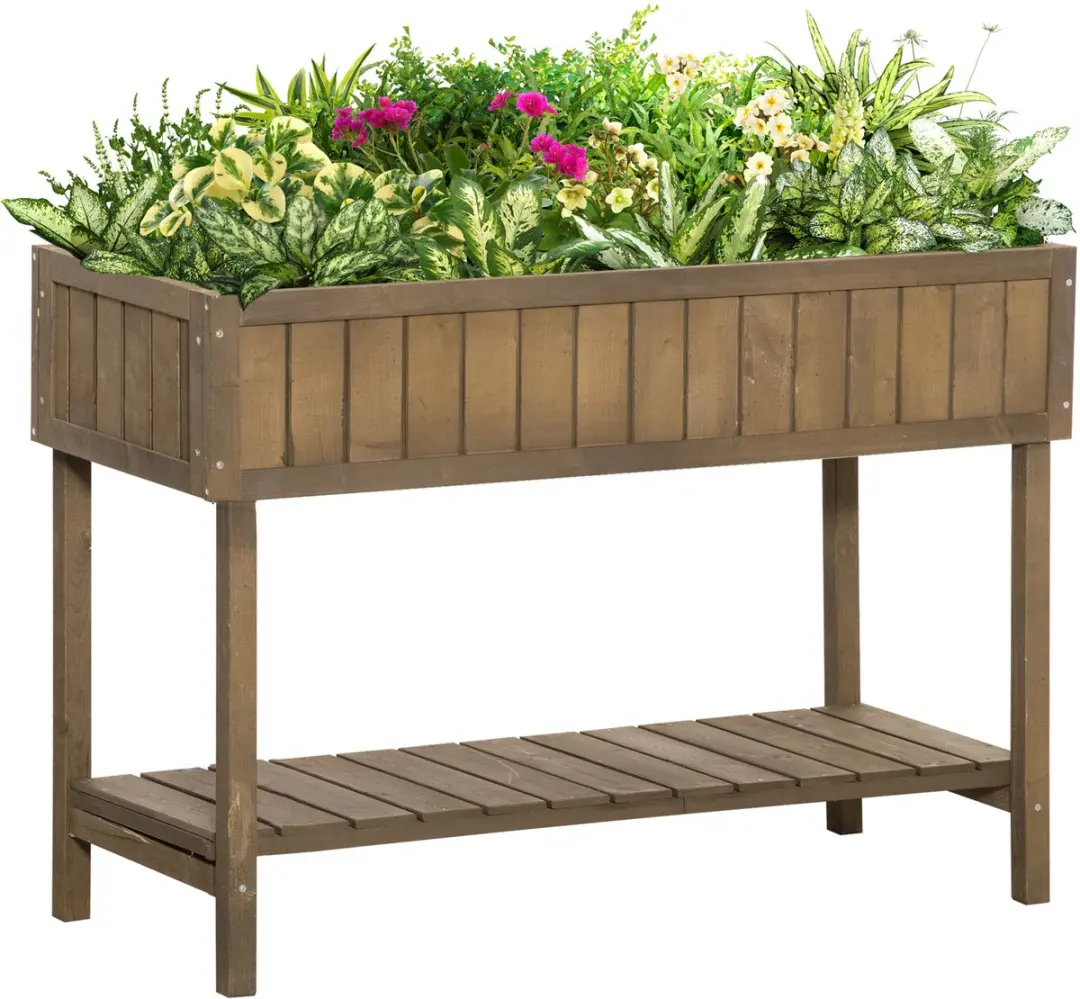 Outsunny-Verhoogde plantenbak-Drankje-110x46x76cm-Bruin