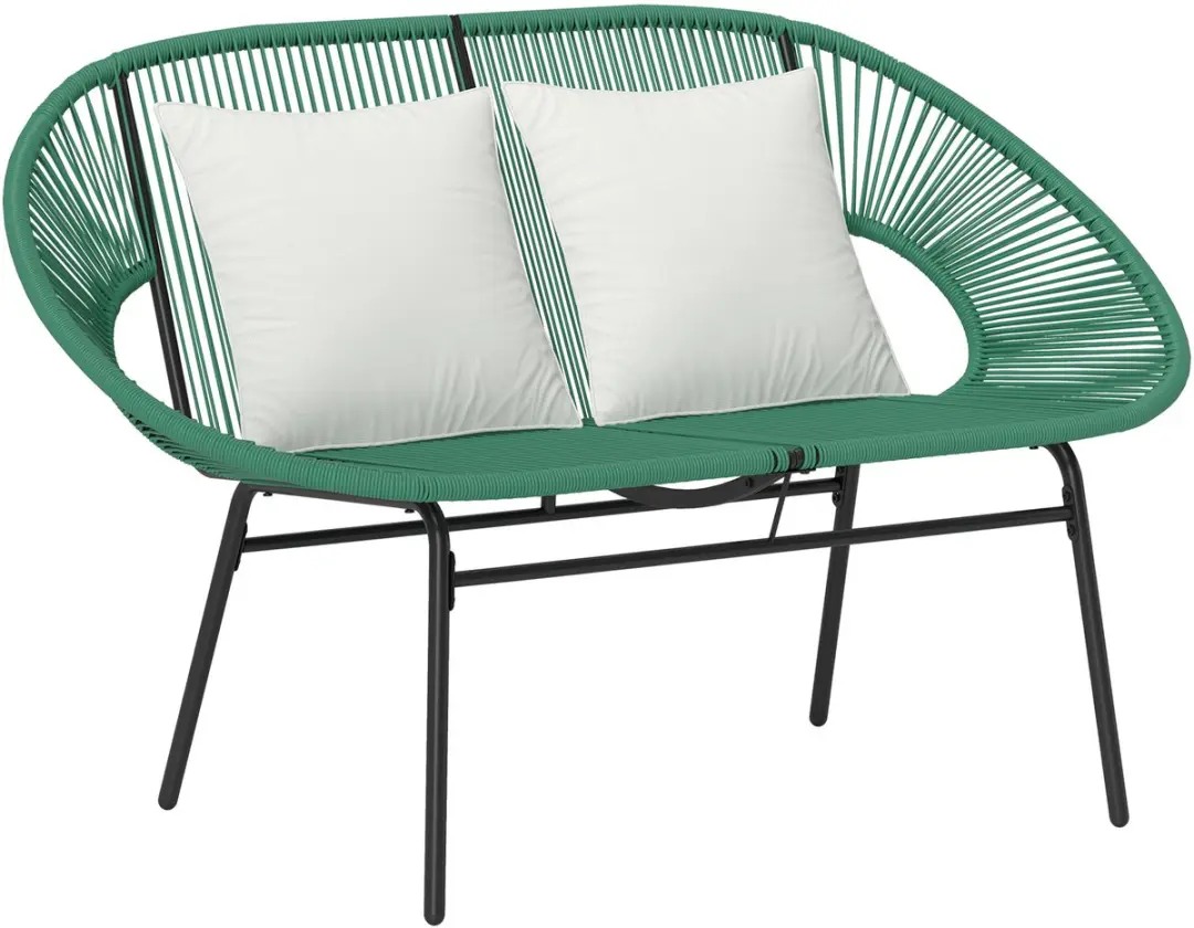 Outsunny-Rotan vrijetijdsstoel-Staal-132x72x83cm-Donkergroen
