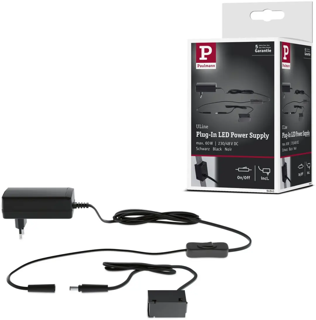 ULine Toebehoren Plug-In Trafo 60VA 230/48V 100 mm Zwart