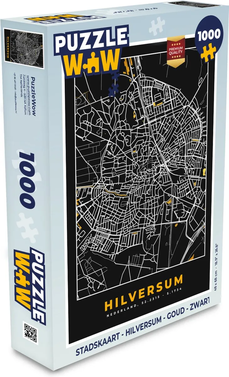 PuzzleWow Stadskaart Hilversum Legpuzzel 1000 Stuks