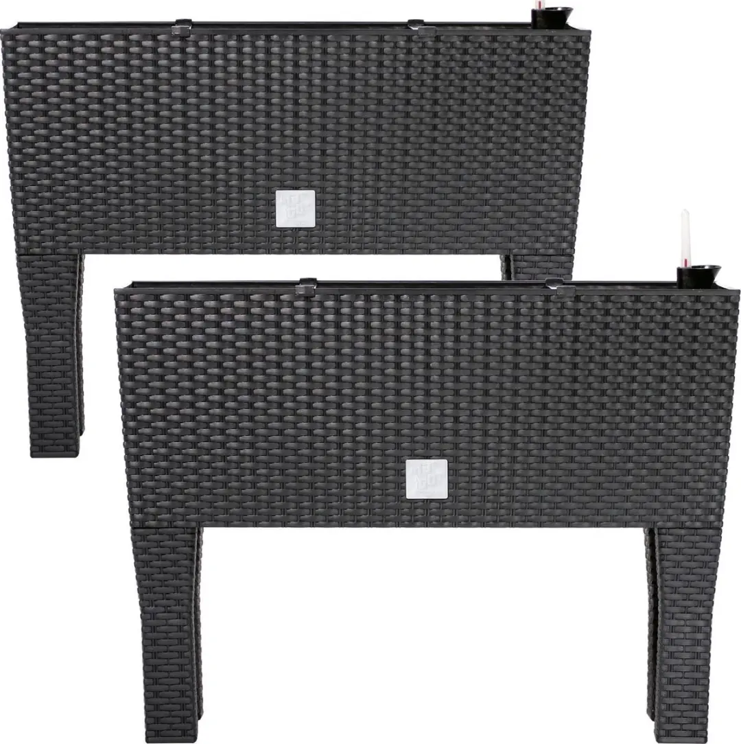 Deuba Plantenbak 2 Stuks 60x25x46cm Antraciet