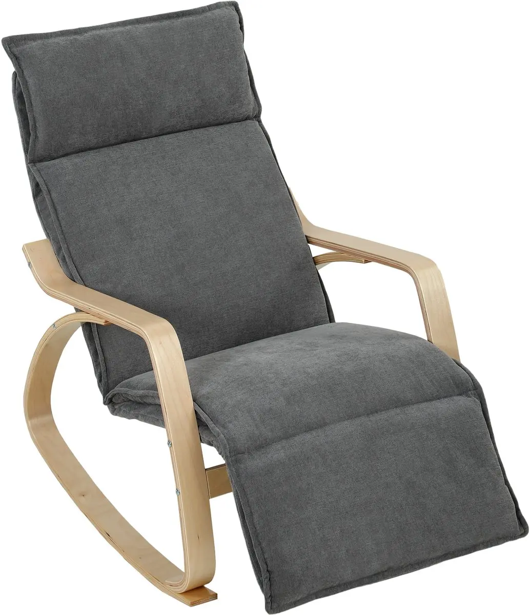 HOMCOM Rocking Chair-Polyester-106 x 67 x 92 cm-Dunkelgrau