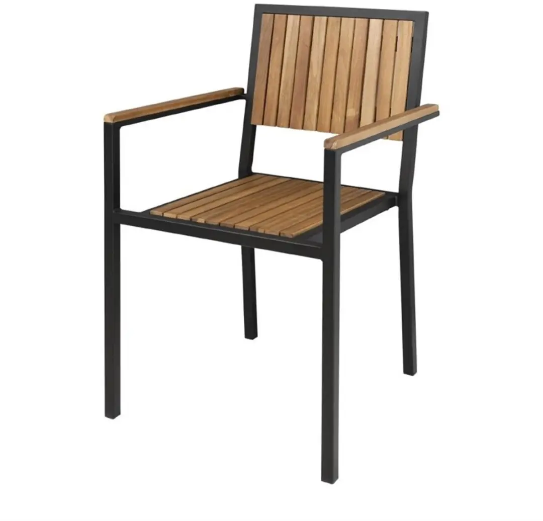 Bolero stalen en acaciahouten stoelen met armleuningen
